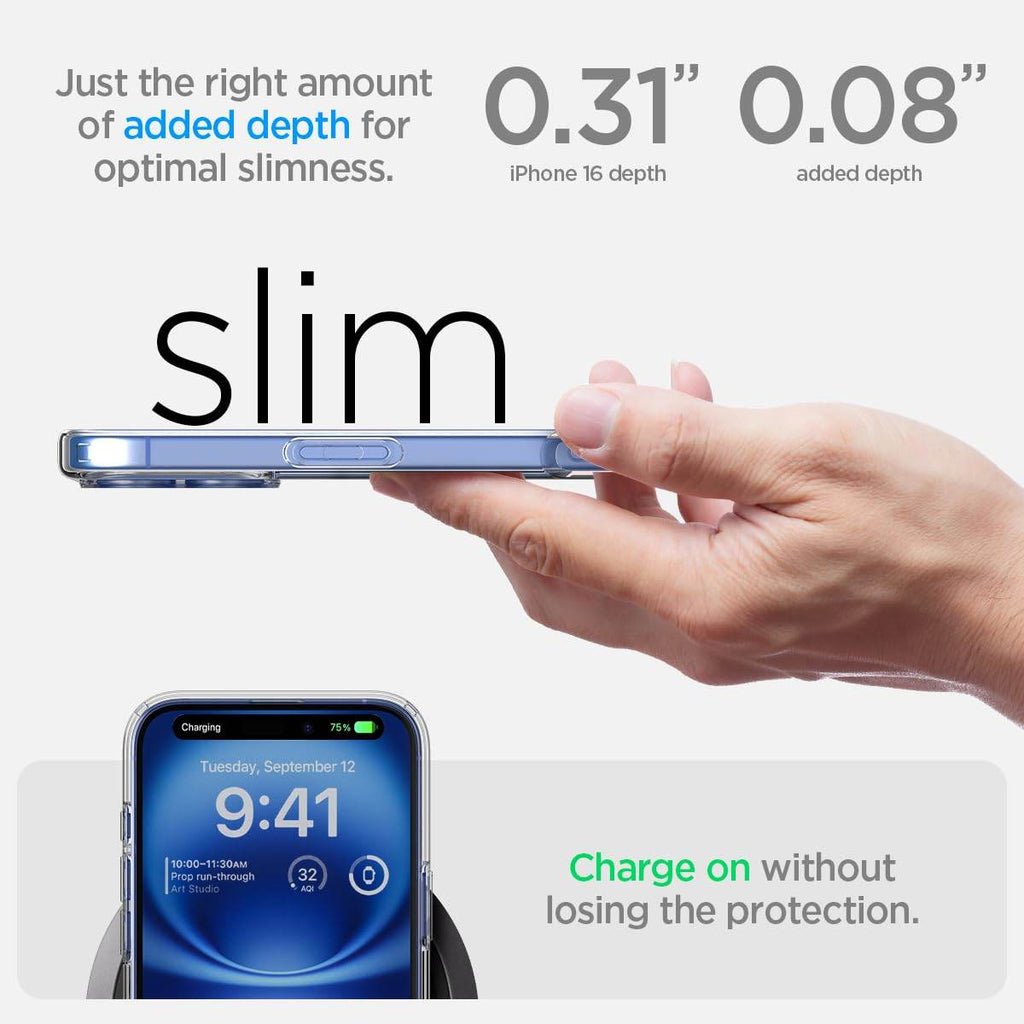 Spigen Ultra Hybrid Back Cover Case Compatible With iPhone 16 (Tpu + Poly Carbonate | Crystal Clear) - The Digital Hub