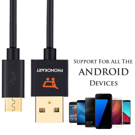 Phonokart Olive Pkcolemc-Blk Micro Usb Cable - 3.28 Feet (1 Meter) - (Black) - The Digital Hub