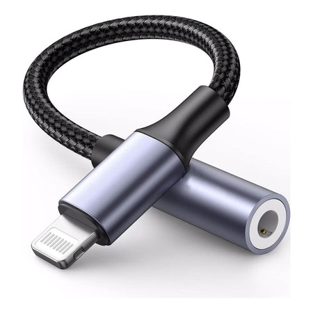 Jtp Lightning To 3.5Mm Audio Jack Adapter, Headphone Aux Connector Nylon Cable With Compatible For iPhone Model (Pack Of 1) - The Digital Hub