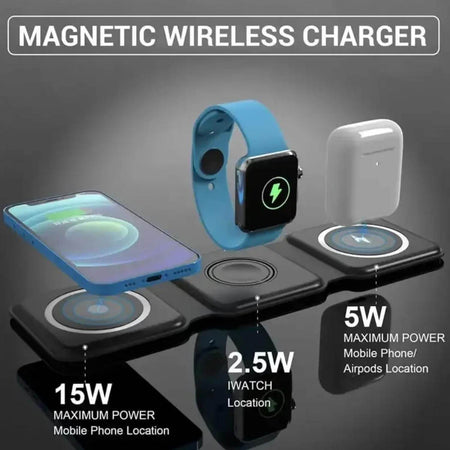 Jtp 3 In 1 Folding Magnetic Wireless Charger 15 W Charging Power For Watch Airpods And Smartphone (Jtp-W3) - The Digital Hub