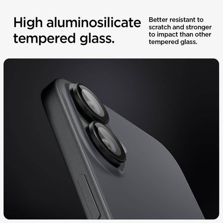 Spigen Ez Fit Optik Pro Tempered Glass Camera Lens Protector Guard For iPhone 16/16 Plus (Black) - 2 Pack - The Digital Hub