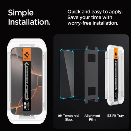 Spigen Ez Fit Tempered Glass Screen Protector Guard For iPhone 16 Pro Max - 2 Pack - The Digital Hub