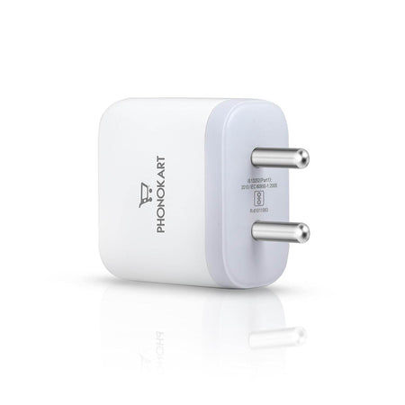 Phonokart Solo 45W Dual Usb Qc4.0 Super Fast Charger 45W Compact Wall Charger | Type-C Fast Charging Adapter For Samsung, Xiaomi, Oneplus, Google Pixel, Nothing Phones And iPhone - The Digital Hub