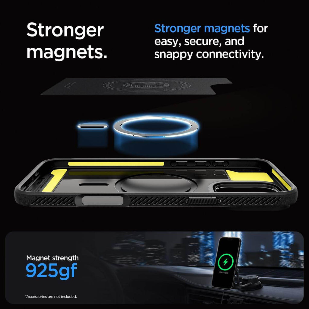 Spigen Rugged Armor Magfit Back Cover Case Compatible with iPhone 16 Pro Max (TPU + Poly Carbonate | Matte Black) - The Digital Hub