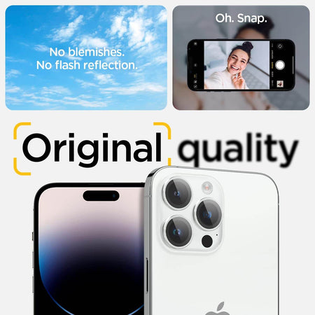 Spigen Ez Fit Optik Pro Tempered Glass Camera Lens Protector Guard For iPhone 16 Pro / 16 Pro Max / 15 Pro / 15 Pro Max / 14 Pro / 14 Pro Max (Silver) - 2 Pack - The Digital Hub