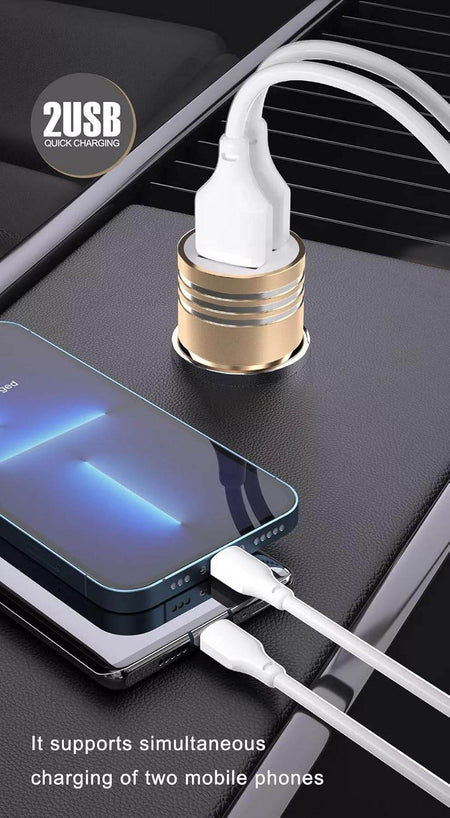 Car Charger For Tata Tigor Jtp Car Charger Adapter Socket Dual Usb Port Kit | Rapid Quick Metel Mobile Car Charger With Type-C Usb Fast Charging Cable (3.1 Amp, Tkc5) - The Digital Hub