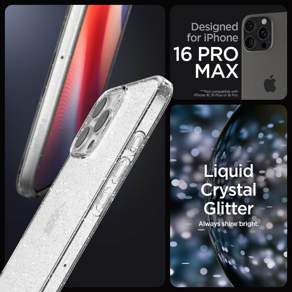 Spigen Liquid Crystal Glitter Back Cover Case Compatible with iPhone 16 Pro Max (TPU | Crystal Quartz) - The Digital Hub