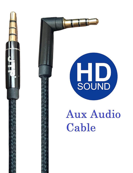 Jtp Indestructible 3.5Mm Male To Male Gold Plated Connectors Metallic Aux Audio Cable Nylon Braided 1.5 Meter (5 Feet) (Pack Of 2) - The Digital Hub