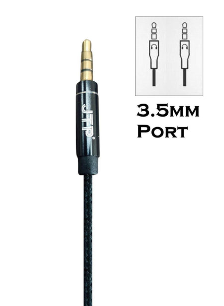 Jtp Indestructible 3.5Mm Male To Male Gold Plated Connectors Metallic Aux Audio Cable Nylon Braided 1.5 Meter (5 Feet) (Pack Of 2) - The Digital Hub