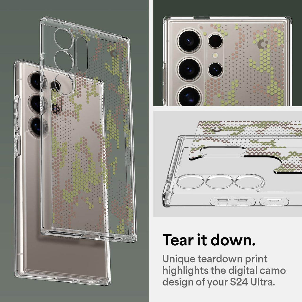 Spigen Ultra Hybrid Back Cover Case Compatible with Galaxy S24 Ultra (TPU + Poly Carbonate | Digital Camo) - The Digital Hub