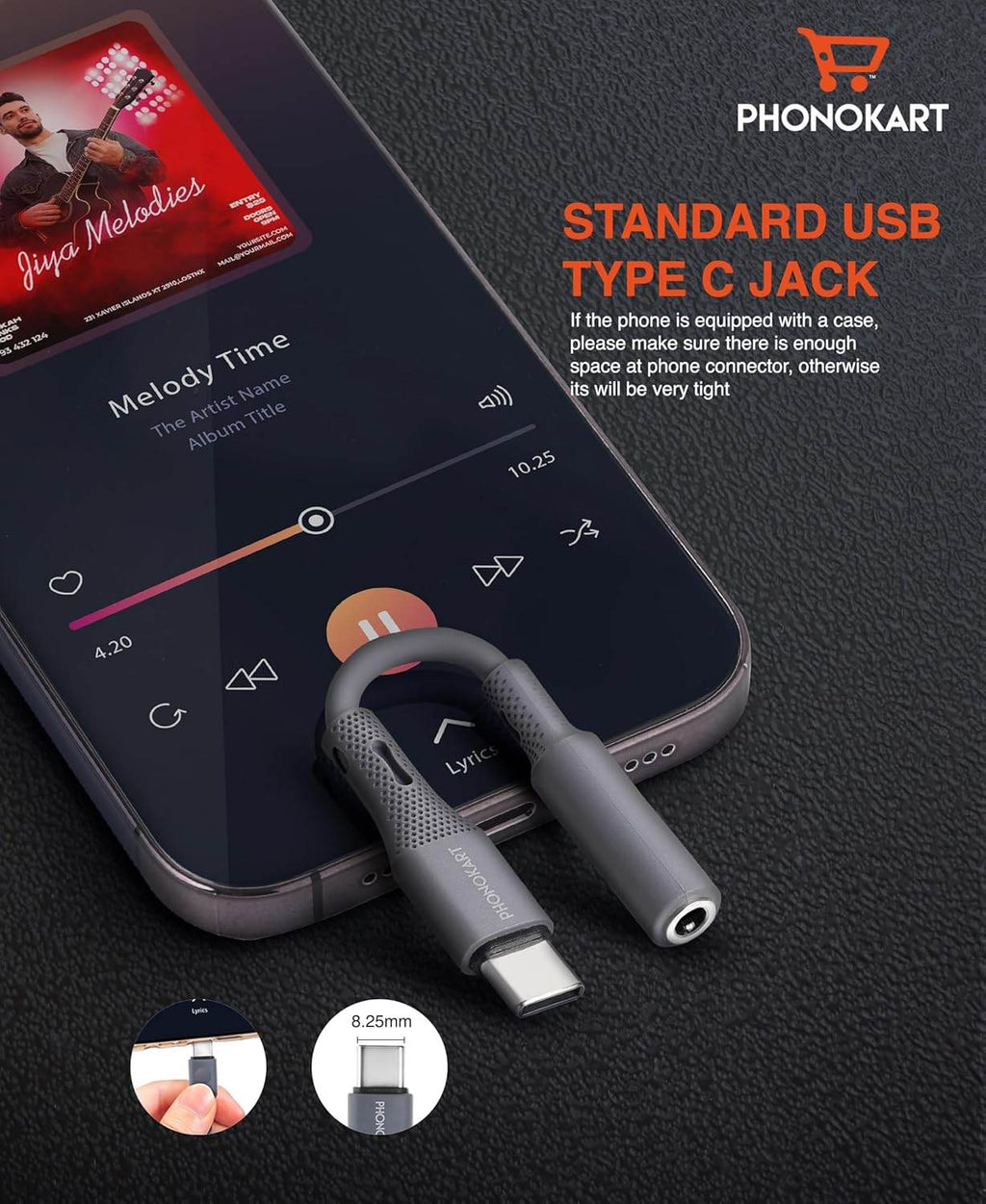 Phonokart Type C to 3.5 mm Audio Jack Connector with DAC Headphone Converter Adapter Compatible with iPhone 11,12,13,14,1516 (Pro,Pro max&Plus) Galaxy S23/S22/S21/S208 & Other Type C Phones |GREY| - The Digital Hub