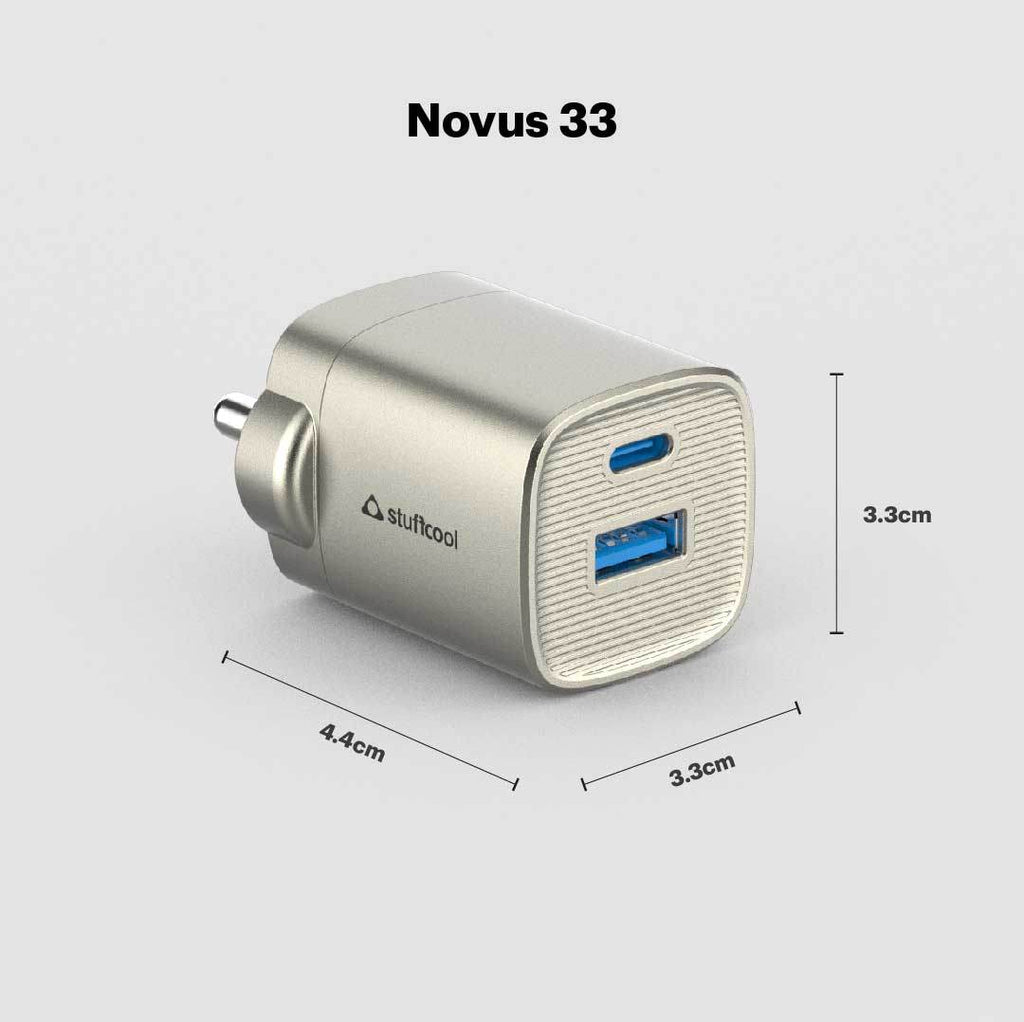 Stuffcool Novus 33W Gan Charger With Titanium Finish - The Digital Hub