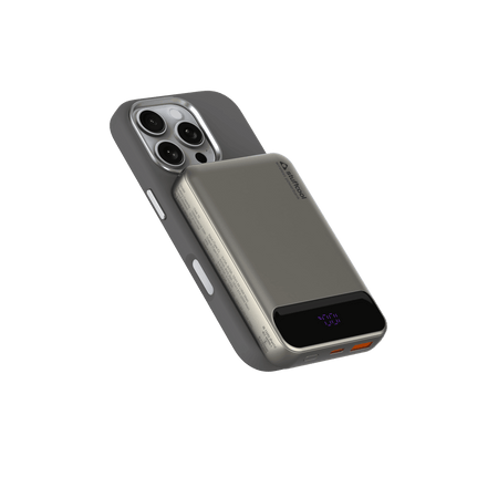 Click 10000Mah 15W Slim Magnetic Wireless Powerbank With Natural Titanium Finish For iPhone 12 And Above - The Digital Hub
