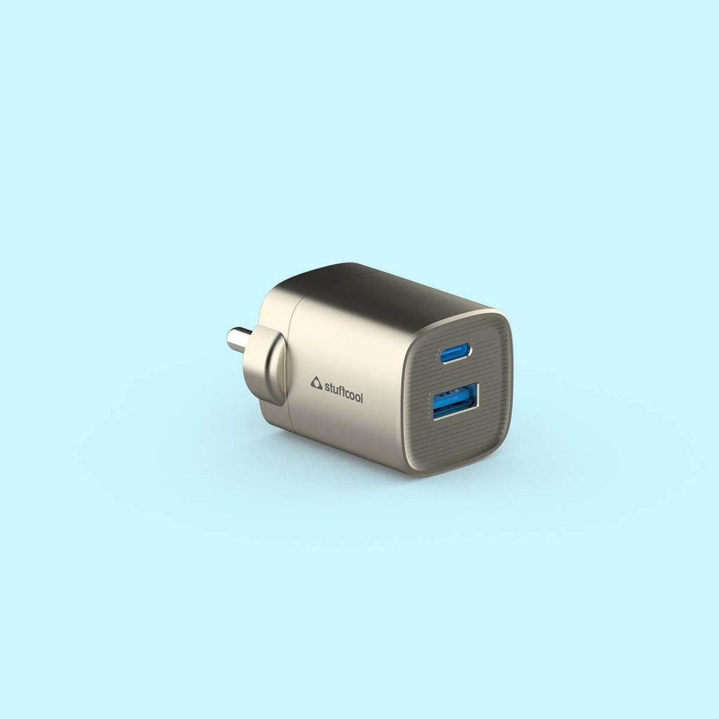 Stuffcool Novus 33W Gan Charger With Titanium Finish - The Digital Hub