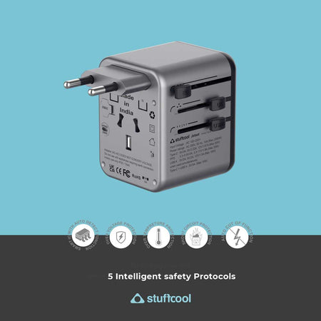 Stuffcool Jetset Universal World Travel Adapter with PD20W Type C port The Digital Hub