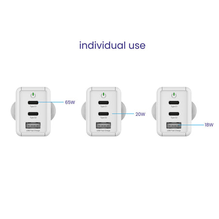 Stuffcool Nova PD65W Multi Port 2 Type C & 1 USB A GaN Charger The Digital Hub